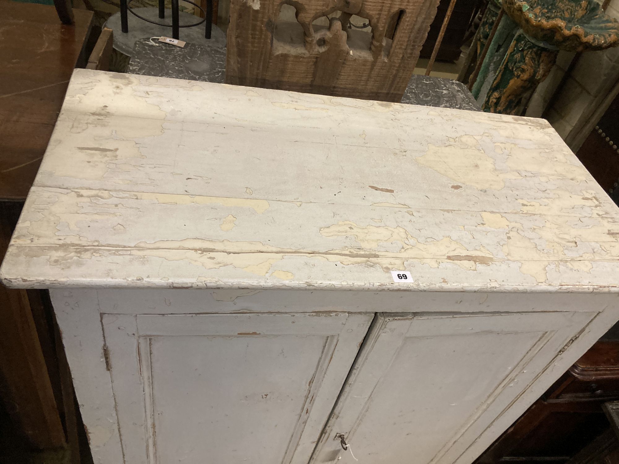 A Victorian painted pine cabinet, width 105cm, depth 53cm, height 111cm